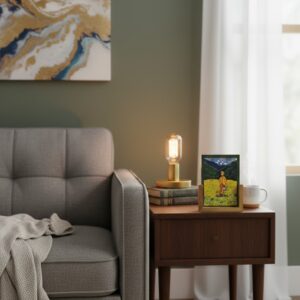 Scenic Man with wooden stand