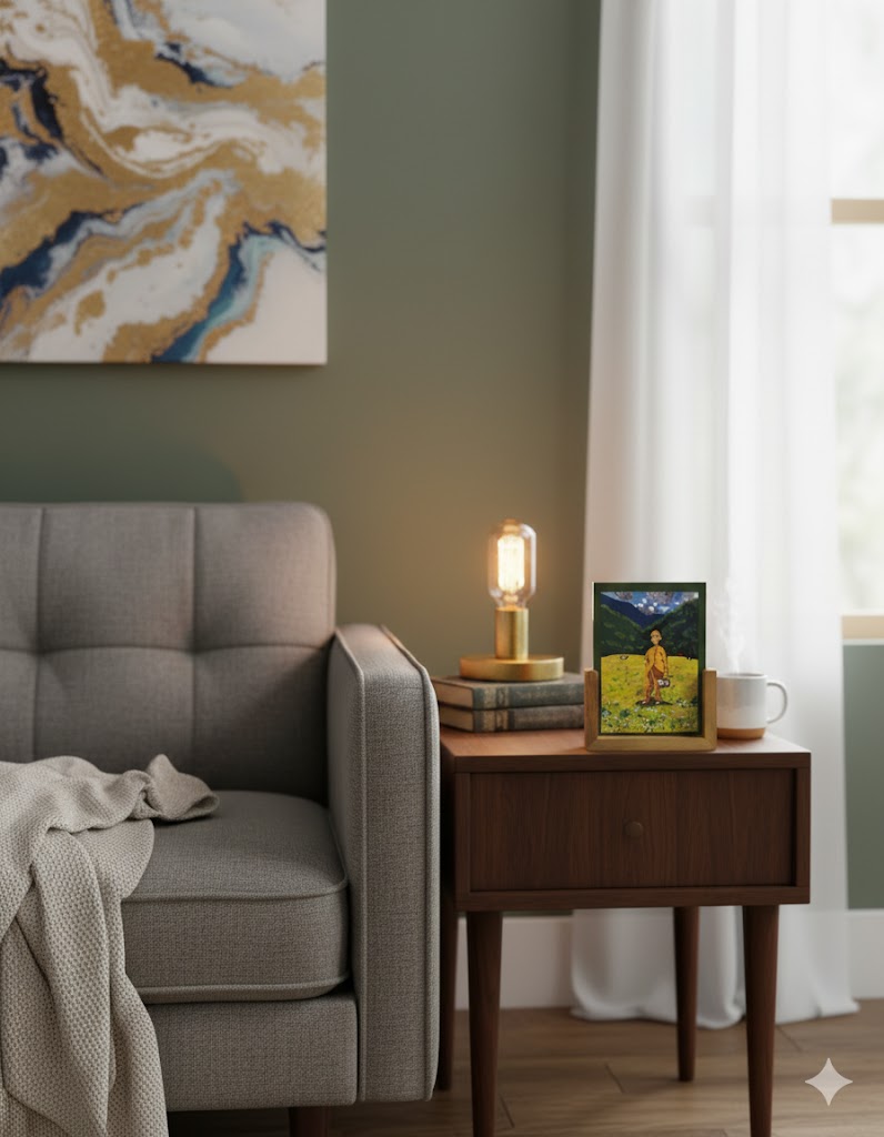 Scenic Man with wooden stand