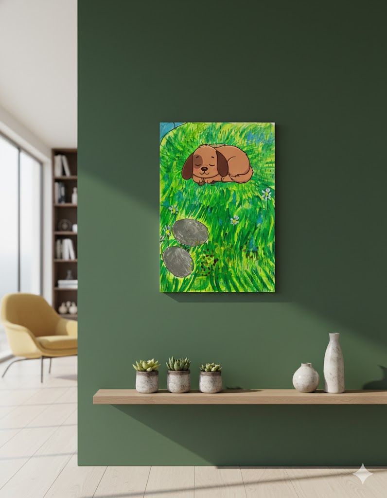 Sleeping Puppy Acrylic Wall Hanging - Image 2