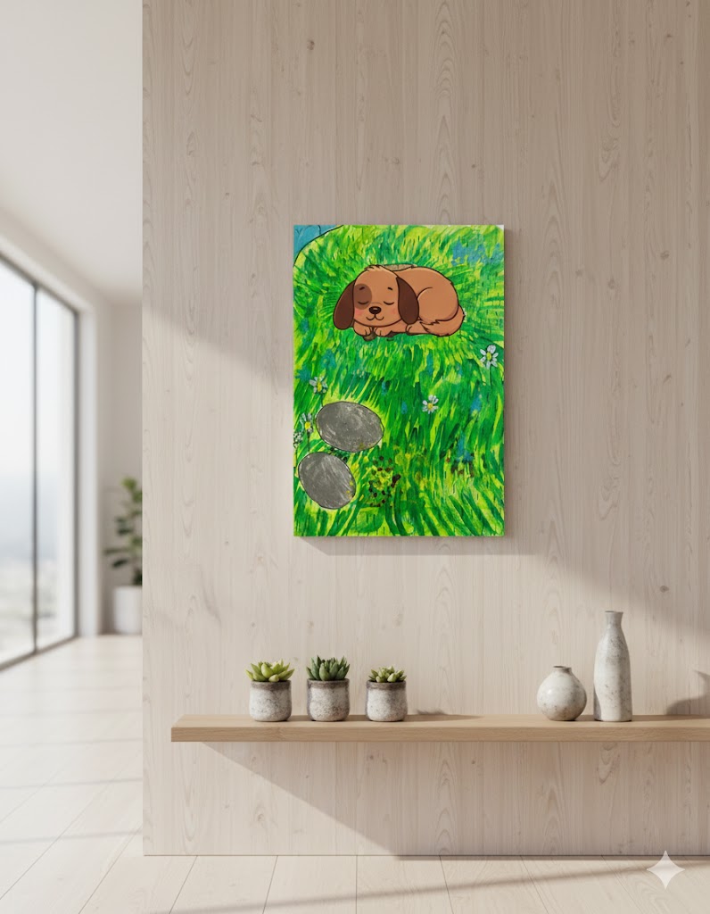 Sleeping Puppy Acrylic Wall Hanging - Image 3